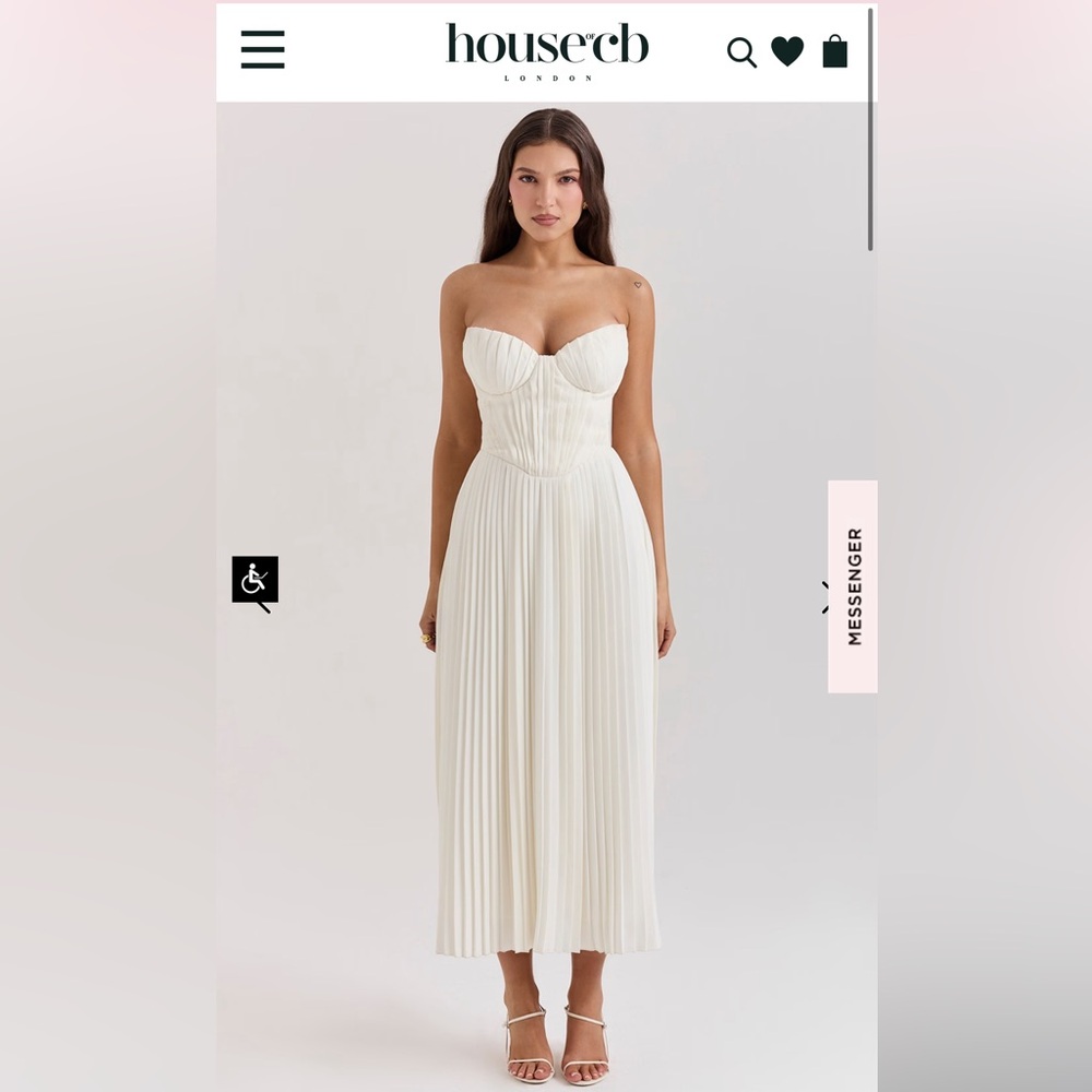 House of CB Amorata Ivory pleated dress